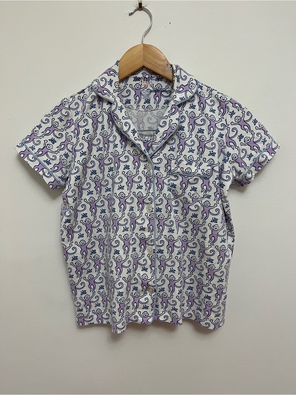 Roller Rabbit Blue Purple Monkey Print Short Pajama Set Size P - Picture 2 of 7